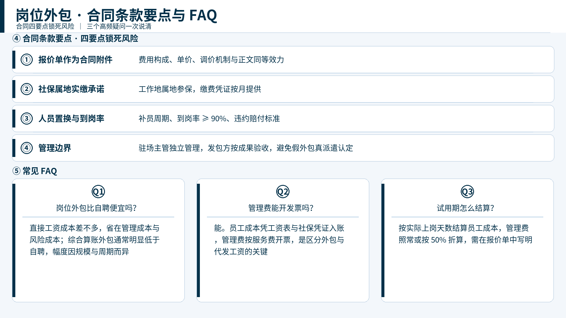 岗位外包合同要点与FAQ
